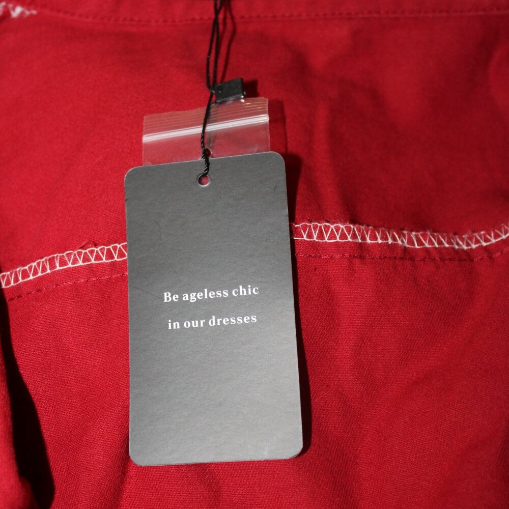 SALE! ZILCREMO Denim Shirt Dress Long Sleeve Button Down Casual RED XL NWT's - Picture 13 of 16